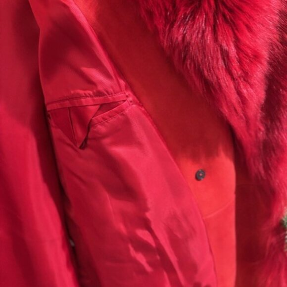 LUX Banana Republic Toscana Red Madder Shearling Luxury Coat - Picture 6 of 11